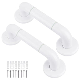 Plantex   12 Inch Strong ABS Bathroom Handle for Senior Citizen/Non-Slip Grab Bar for Toilet/Support for Elderly People - Pack Of 2 (White)
