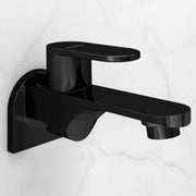 Plantex Pure Brass ORN-202 Long Body Bib Cock for Bathroom with Water Saving Aerator/Wall Mount BibTap with Wall Flange for Bathroom-7 Year Warranty (PVD Black)