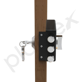 Plantex Heavy Duty Tri Bolt Lock with Key & Knob for Main Door/Suitable on Single Door for Home,Office,Hotel - Pack of 1 (Z-Black)