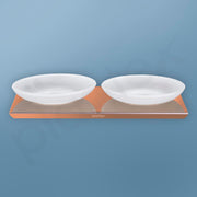 Plantex Stainless Steel Frosted Glass Double Soap Holder for Bathroom/Wall Mounted Soap Holder/Soap Stand/Bathroom Accessories - (Rose Gold-Matt)
