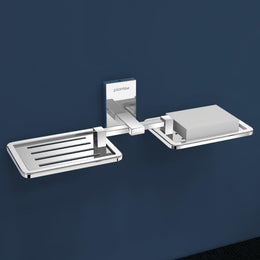Plantex 304 Grade Stainless Steel Double Soap Holder for Bathroom/Soap Stand/Soap Dish/Bathroom Accessories - Senso (Chrome)