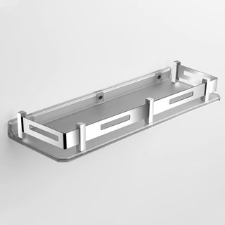 Plantex Unbreakable Plastic Bathroom Shelf for Wall/Kitchen Wall Shelf with Stainless Steel Railing/Living Room Multipurpose Wall Mounted Shelf (Transparent)