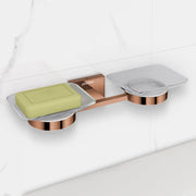 Plantex 304 Grade Stainless Steel Square Dual Soap Dish Holder for Bathroom/Soap Stand/Bathroom Accessories - Benz(Rose Gold)