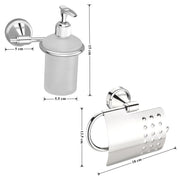 Plantex 304 Grade Stainless Steel Washroom Set of 2 - Toilet Paper Holder/Stand/Liquid Soap Dispenser - Niko (Chrome)