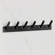 Plantex Wall Hooks for Hanging Cloth/Stainless Steel Towel Hangers/Bathroom Robe Hooks/Door Hangers/Square Wall Hook/Hook Rail for Hanging Keys - 6 Hooks (Pack of 1, PVD Black)