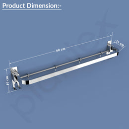 Plantex Anti Rust 304 Grade Stainless Steel Folding Single Towel Rod with Hooks/Towel Holder for Bathroom/Towel Bar/Hanger/Bathroom Accessories - Pack of 2 (24 Inch-Chrome)