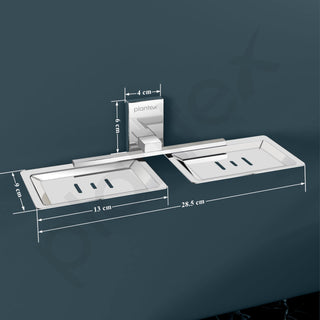 Plantex 304 Grade Stainless Steel Double Soap Dish Stand for Bathroom & Kitchen/Soap Dish/Bathroom Accessories - Iris (Chrome)