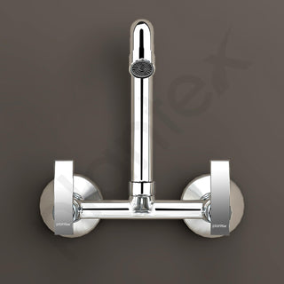 Plantex Sink Mixer Tap Hot and Cold/Mixer Tap for Kitchen Sink with Brass Spindle/Kitchen Sink Faucet with Wall Flange and Teflon Tape (Samar-Chrome)
