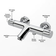 Plantex Pure Brass 2in1 Wall Mixer/Hot & Cold Water Tap with Hand Shower - Pack of 1 (Chrome)