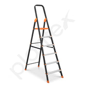 Plantex Allsafe Aluminium Step Ladder for Home/6 Step Anti Skid Ladder/Wide Step Ladder (Black & Orange))