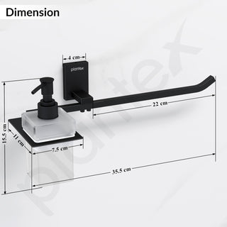 Plantex 304 Grade Stainless Steel Liquid Soap Dispenser with Napkin Ring/Shampoo Dispenser/Towel Ring for Bathroom/Bathroom Accessories - Pack of 1 (Crystal, Black)