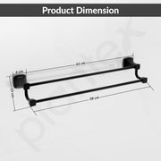 Plantex Space Aluminium Double Towel Rod/Towel Hanger for Bathroom/Towel Stand/Bathroom Accessories (24 inch - Black Powder Coated)