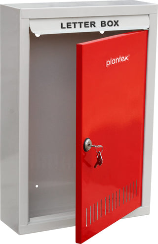 Plantex Metal Big Size- Letter Box/Suggestion Box/Complaint Box/Feedback Box/Post Box for Home gate and with Secure Lock (Red & Ivory) - Wall Mounted