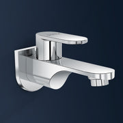 Plantex Pure Brass Bib Cock for Bathroom with Water-Saving Aerator/Wall Mount Bib Tap with Wall Flange & Teflon Tape/Tap for Bathroom (ORN-201-Chrome Finish)
