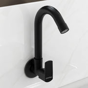 Plantex Single Lever Kitchen Sink Tap with Water Saving Aerator and Brass Spindle Tap/Quarter Turn Sink tap for Kitchen Basin with Wall Flange and Teflon Tape (Saga-Black)
