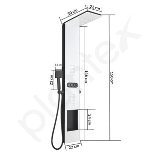 Plantex Shower Panel for Bathroom with Inbuilt Shelf/All in One Shower Panel/White Shower System for Bathroom/Full Shower Set with Jet Spray/Head Shower and Hand Shower - (KM-8105)
