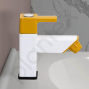 Plantex PTMT EDS-123 Single Lever Pillar Tap for Wash Basin with Water Saving Aerator/Water Tap for Bathroom Sink (Yellow & White)