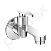 Plantex Long Body Bib Cock Water Tap with Water Saving Nozzle for Kitchen Tap/Bib Tap with Wall Flange and Teflon Tape for Bathroom - (Chrome)