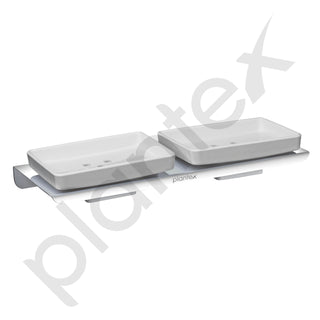 Plantex Stainless Steel with ABS Material Double Soap Dish for Bathroom/Wall Mounted Soap Holder/Bathroom Accessories (Chrome)