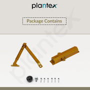 Plantex Heavy Duty Door Closer/Aluminium Door Closers for Wooden Door/75kg Hydraulic Door Closer for Home/Office/Hotel/Wide 180 Degree Opening (ISO 9001 Certified) - Golden