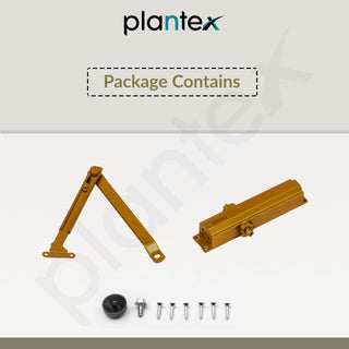 Plantex Aluminium Door Closer for Wooden Doors - Hydraulic Automatic, Soft Closer for Hotel/Home/Office - ISO 9001 Certified (MI-100, 75 Kg, Golden)