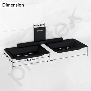 Plantex 304 Grade Stainless Steel Double Soap Stand/Dual Soap Dish/Soap Case/Soap Storage/Wall Mounted Soap Holder/Bathroom Accessories - Crystal (Black)