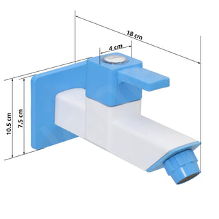 Plantex Single Lever Bib Cock for Bathroom/PTMT Kitchen Sink Tap/Basin Faucet with Plastic Wall Flange - Long Body (Blue & White)