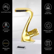 Plantex Pure Brass Single Knob Hot & Cold Mixer/Wash Basin Tap/Pillar Cock Tap for Washbasin/Deck Mount Sink Tap(Gold)