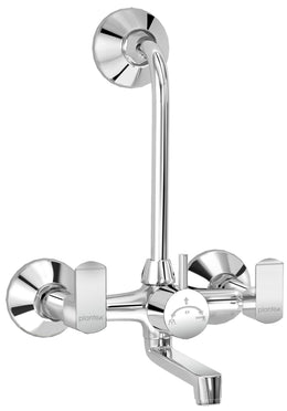 Plantex Wall Mixer 2 in 1 with L-Bend Connector and Water-Saving Aerator/Wall Mixer with Brass Spindle/Mixture Tap for Bathroom - (APS-1289 Chrome)