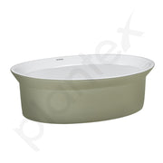 Plantex Ceramic Table Top Washbasin for Bathroom/Countertop Basin/Oval Counter Top Wash Basin for Home/Office/Hotel (21x16x6 Inch - White&Green)