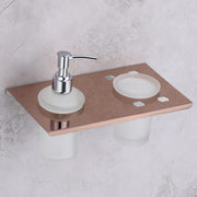 Plantex Soap Dispenser with Tumbler Holder/Stainless Steel 2 in 1 Liquid Soap Dispenser/Hand Wash Dispenser with Tooth Brush Holder for Wall Mount/Bathroom Accessories - (Rose Gold-Chrome)
