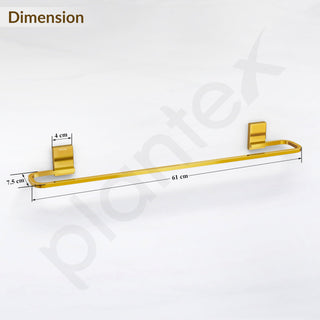 Plantex 304 Grade Stainless Steel 24 inch Single Towel Rod for Bathroom/Hand Towel Holder/Towel Hanger/Bathroom Accessories, Crystal (PVD Gold)