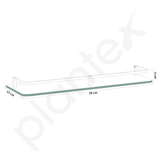 Plantex Frosted Glass Shelf for Bathroom/Shelf with Brass Railings and Brackets/Shelf for Living Room/Bedroom/Kitchen - Pack of 2 (15 x 6 inch, Black)