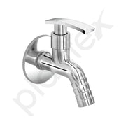 Plantex 3/4in Nozzle Bib Cock Water tap for Washing Machine with Wall flange and Teflon tape-(1206-Mirror Chrome Finish)