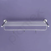Plantex 304 Grade Stainless Steel Towel Rack with Hooks/Bathroom Towel Rod/Towel Hanger/Bathroom Accessories - Nipron (24-inch) Chrome