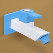Plantex Single Lever Bib Cock for Bathroom/PTMT Kitchen Sink Tap/Basin Faucet with Plastic Wall Flange - Long Body (Blue & White)