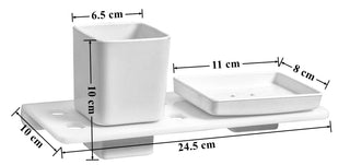 Plantex 2in1 Soap Dish/5mm Acrylic and ABS Plastic Soap Dish for Wall Mount/Soap Stands with Tumbler Holder/Bathroom Accessories - (White)