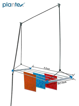 Plantex High Grade Stainless Steel Ceiling Cloth Drying Rack/Stand (Silver, 5 feet/5 Pipe)