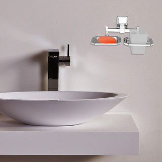 Plantex 304 Grade Stainless Steel 2 in1 Soap Holder with Tumbler Holder/Bathroom Accessories Pack of 1, Darcy (Chrome)