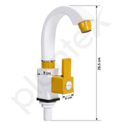 Plantex PTMT EDS-126 Single Lever Sink Tap with Teflon Tape/Kitchen Sink Tap 360Ã‚Â° Swivel Spout with Water Saving for Kitchen Tap (Yellow & White)