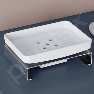 Plantex Stainless Steel and ABS Single Soap Dish for Bathroom/Soap Stand/Soap Holder/Bathroom Accessories - Table Top (Chrome & ABS)