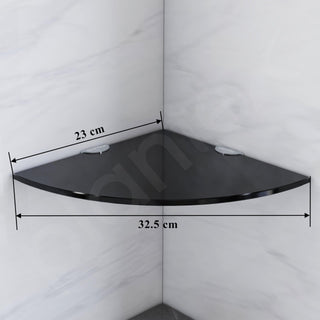 Plantex Glass Corner Shelf for Bathroom/Living Room/Kitchen Corner Shelf, Wall Mount/Glass Shelf for Bathroom Wall (9x9 Inches, Black, Pack of 3)
