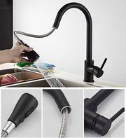 Plantex Stainless Steel 304 Single Lever Kitchen Tap/Hot & Cold-Water Mixer Tap with Flexible 360Ãƒâ€šÃ‚Â° Swivel Spout/Deck Mounted (8424-Black)