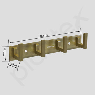 Plantex Aluminum Hook Rail with L-Shape Hooks for Walls of Bathroom/Kitchen–Hook Rail Bar for Clothes/Towel/Keys (4 Hooks, Brass Antique) - Pack of 2