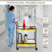 Plantex GI Steel 2 Tier Kitchen Home Storage Organizer Trolley with Wheels/Multipurpose Trolley Organizer Rolling Utility Cart for Home/Kitchen/Hospital - (Yellow & Black)
