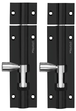 Plantex Stainless Steel 4 inch Tower Bolt/Tower Bolt for Home,Offices Doors and Windows/Tower Bolt for Main Door/Door Latch/Kundi/Chitakini/Door Latch for Windows (Black Finish, Pack of 2)