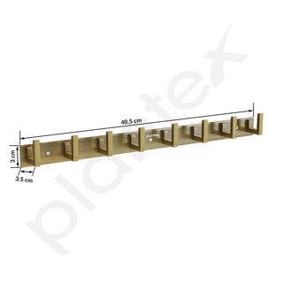 Plantex Aluminum Hook Rail with L-Shape Hooks for Walls of Bathroom/Kitchen–Hook Rail Bar for Clothes/Towel/Keys - Pack of 3 (8 Hooks, Brass Antique)