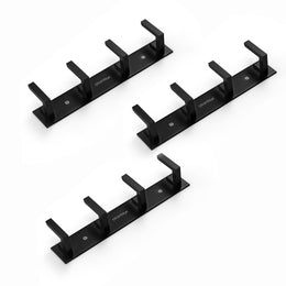 Plantex Aluminum Hook Rail with L-Shape Hooks for Walls of Bathroom/Kitchen–Hook Rail Bar for Clothes/Towel/Keys-Pack of 3 (4 Hooks, Black)