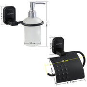 Plantex Cute 304 Grade Stainless Steel Toilet Paper Holder/Liquid Soap Dispenser/Bathroom Accessories - Black