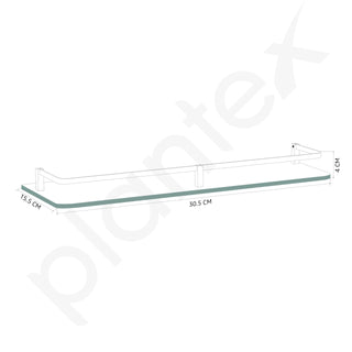 Plantex Multipurpose Frosted Glass Shelf for Bathroom/Shelves for Kitchen/Living Room Wall Shelf with Brass Railings and Wall Brackets (Chrome Finish, 12x6 Inches, Pack of 3)